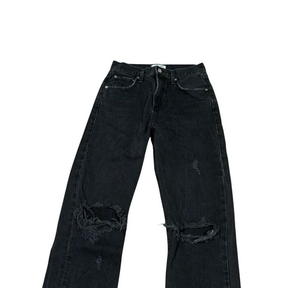 AGOLDE Cherie High Rise Straight Leg Jeans Distortion Black Women's Size 25 - Picture 3 of 15